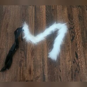White Faux Fur Cat Tail Cosplay Harness Belt